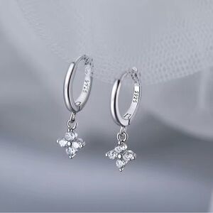 Elegant Silver Hoop Earrings with Crystal Accents